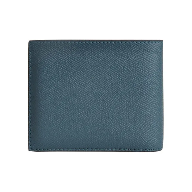 COACH Compact Leather Card Holder, Wallet Men's Blue-1