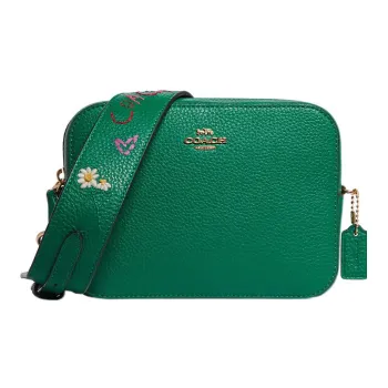 COACH Diary Embroidery Camera Pebbled Leather Shoulder Bag Backpack Camera Bag Crossbody Bag Small Size Women's Green