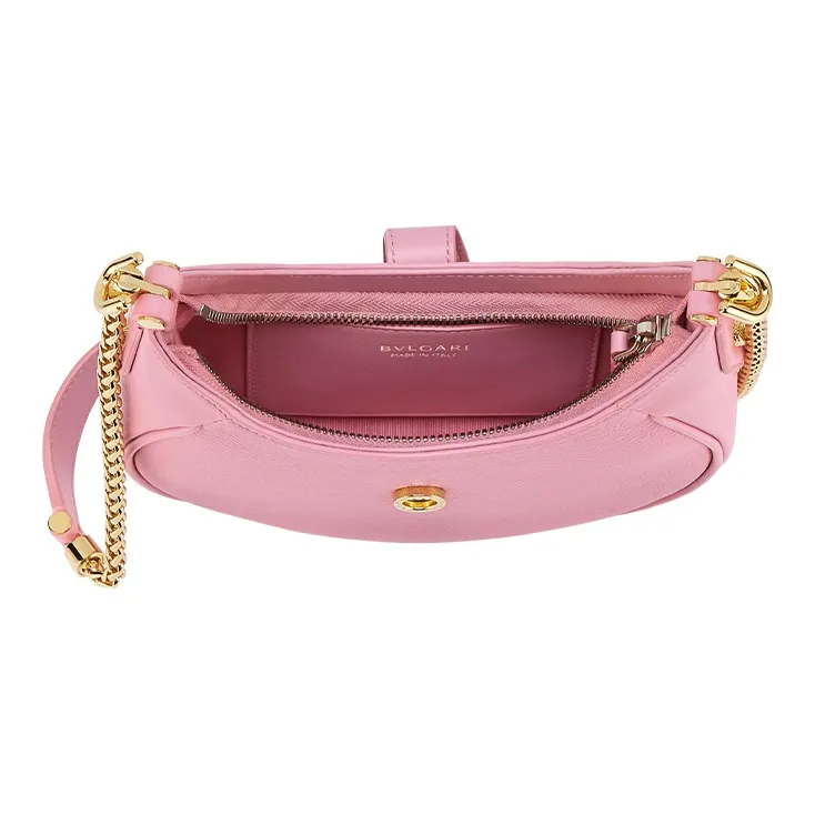 BVLGARI Serpenti Ellipse Cow Leather Shoulder Bag Portable Crossbody Bag Shoulder Bag Women's Flamingo Quartz Pink-3
