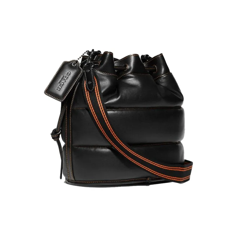 COACH Field Leather Handbag Bucket Bag Crossbody Bag Medium Size Women's Black-1