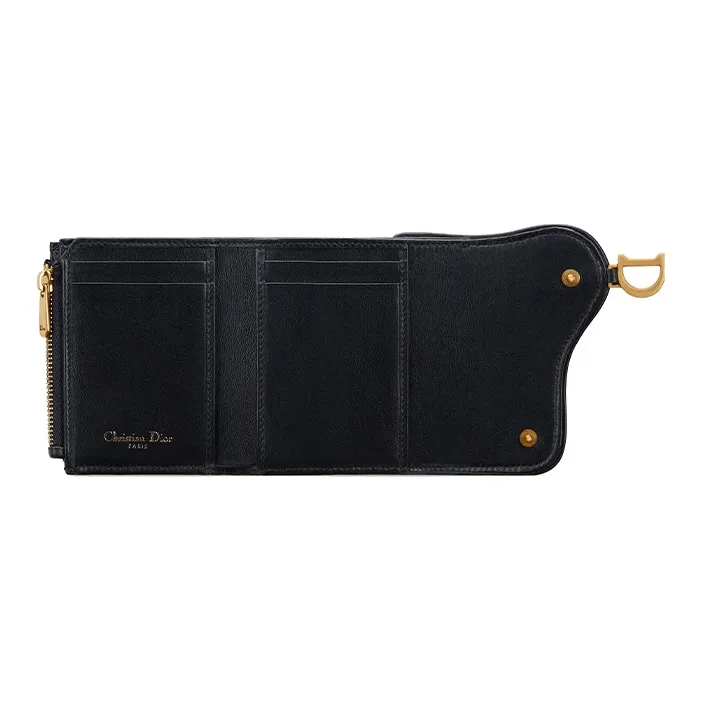 DIOR Saddle Canvas Canvas Bag Card Holder Coin Purse Wallet Medium Size Unisex Denim Blue-4