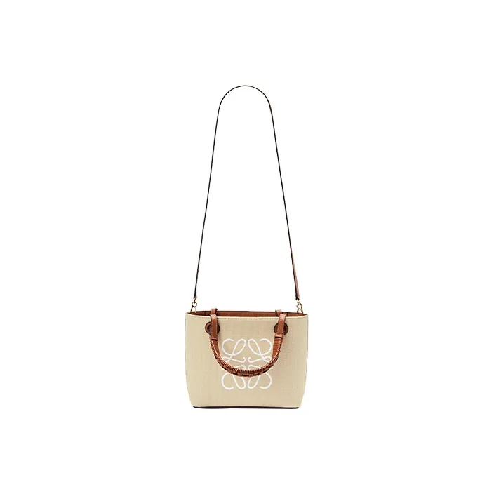 LOEWE Anagram Jacquard Fabric With Cow Leather Shoulder Bag, Crossbody Bag, Handbag Mini Women's Beige/Tan-1