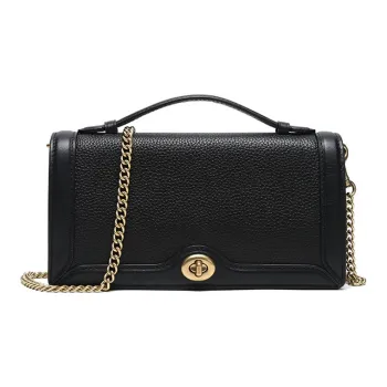 COACH Cow Leather Chain Bag Portable Crossbody Bag Shoulder Bag Small Size Women's Black