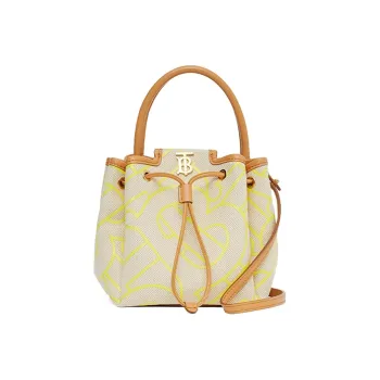 Burberry Canvas Leather Canvas Bag Bucket Bag Handbag Regular Women's Yellow