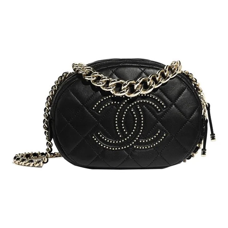 CHANEL Metal Accent Crossbody Bag, Shoulder Bag Women's Black-0