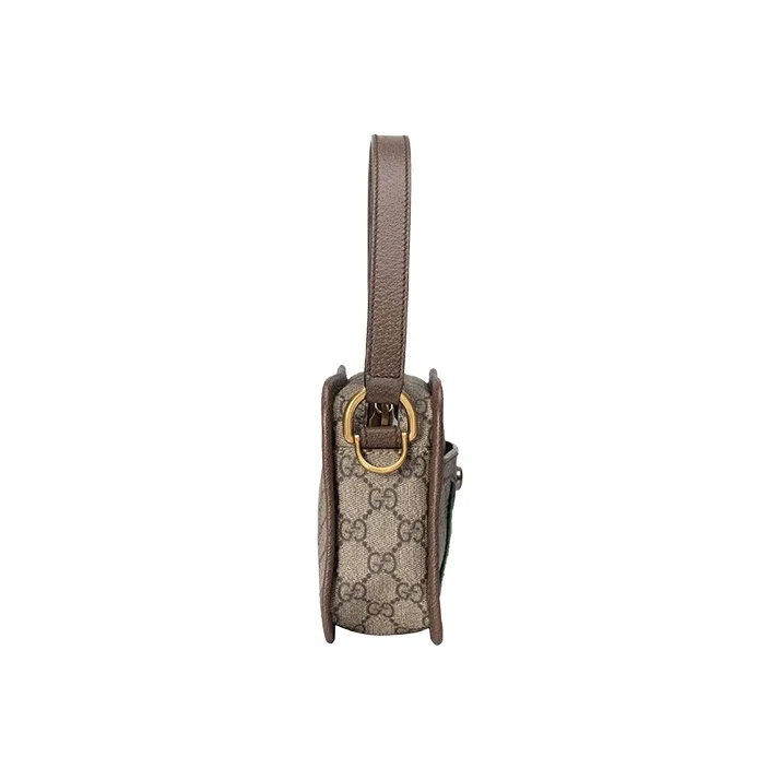 GUCCI Ophidia Canvas With Leather Portable Crossbody Bag Shoulder Bag Small Size Women's Ebony/Brown-5