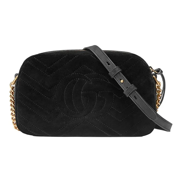 GUCCI Velvet Camera Bags Crossbody Bag Shoulder Bag Women's Black-3