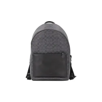 COACH Soft Leather Hiking Bag Backpack Large Size Men's Gray Black