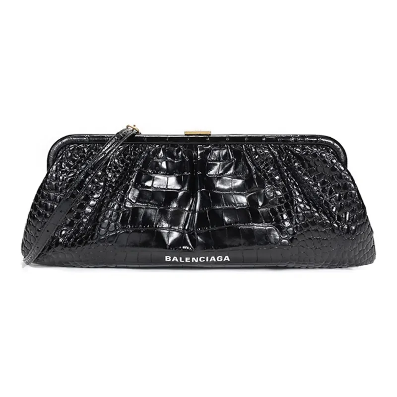Balenciaga Leather Shoulder Bag Clutch Regular Women's Black-0