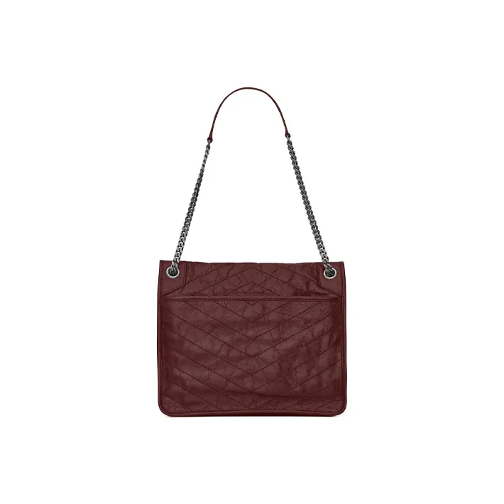 SAINT LAURENT Niki Leather Shoulder Bag Crossbody Bag Handbag Large Size Women's Burgundy-3
