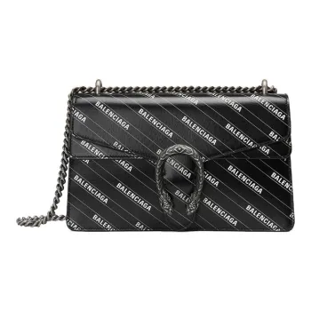 GUCCI Balenciaga Paris House Collaboration Dionysus Leather Shoulder Bag Crossbody Bag Small Size Women's Black