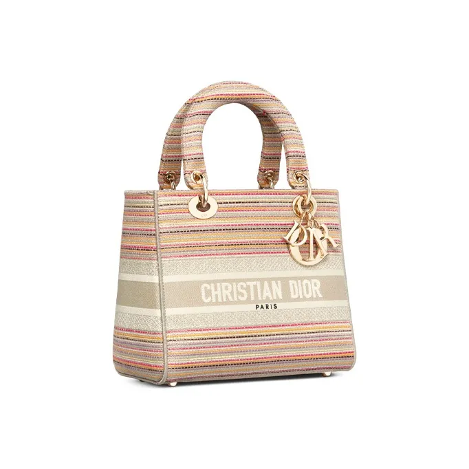 DIOR Lady Dior Canvas Handbag Medium Size Women's Multicolor-1