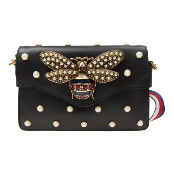 GUCCI Leather Shoulder Bag, Crossbody Bag Women's Black