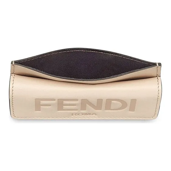 FENDI Calfskin Card Holder Money Clip Card Wallet Women's Pink Candy Color-3