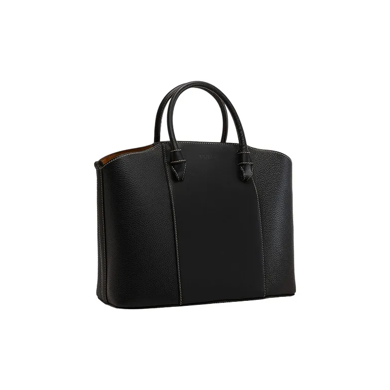 Furla Soft Calfskin Patchwork Grain Calfskin Tote Bag, Shopping Bag, Shoulder Bag Large Size Women's Black-1