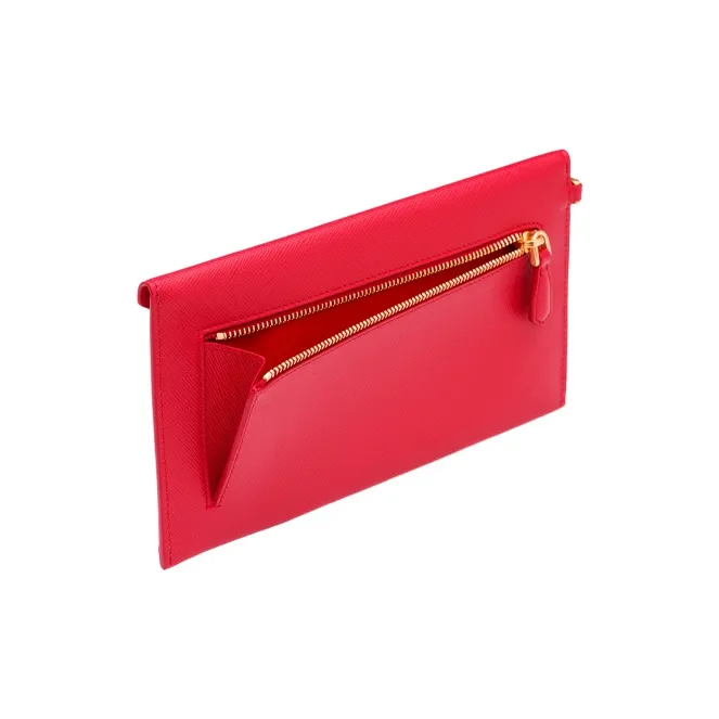 PRADA Saffiano Leather Envelope Bag, Shoulder Bag, Crossbody Bag Regular Women's Red-3