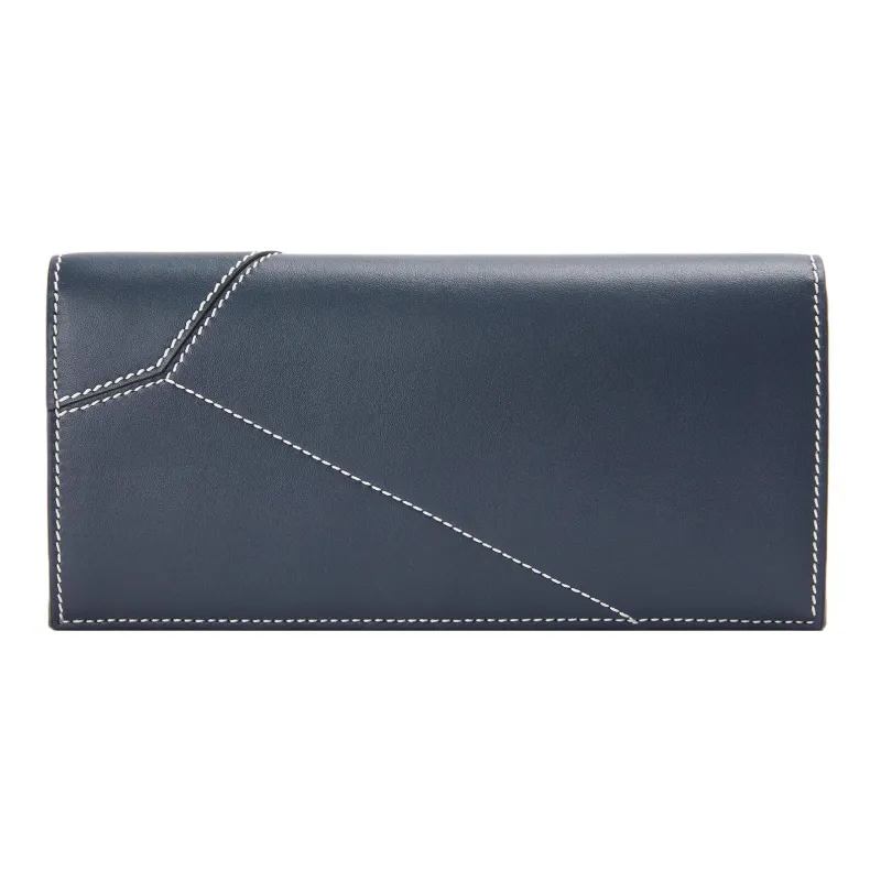 LOEWE Puzzle Smooth Cow Leather Wallet Men's Blue-3