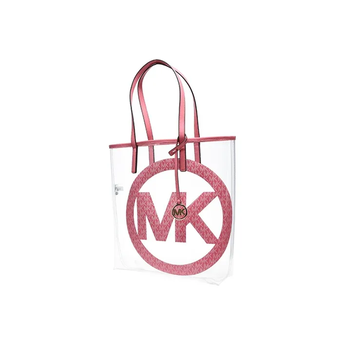 MICHAEL KORS Cow Leather PVC Tote Bag Shopping Bag Shoulder Bag Handbag Large Size Women's Pink-1