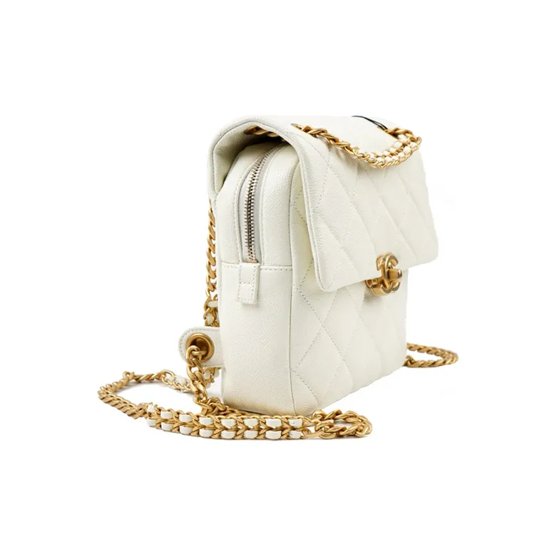 CHANEL 22P Cow Leather Backpack Women's White-1