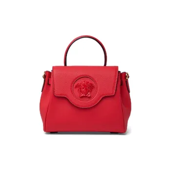 VERSACE La Medusa Leather Shoulder Bag Women's Red