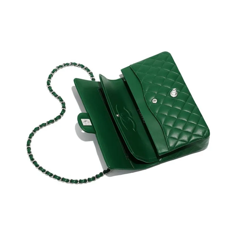 CHANEL Classic Flap CF Lambskin Flap Bag, Chain Bag, Crossbody Bag, Shoulder Bag Women's Green-2