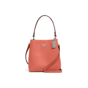 COACH Town Pebbled Leather Bucket Bag Handbag Shoulder Bag Crossbody Bag Small Size Women's Orange