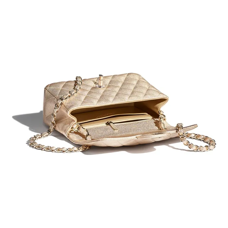 CHANEL Lambskin & Metal Flap Bag, Crossbody Bag, Shoulder Bag Women's Metallic-2