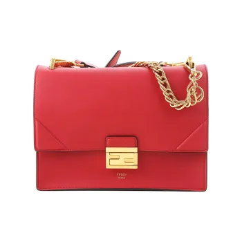 FENDI Kan U Sheepskin Shoulder Bag, Crossbody Bag Women's Red