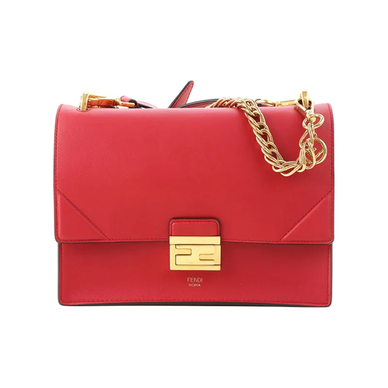 FENDI Kan U Sheepskin Shoulder Bag, Crossbody Bag Women's Red-0