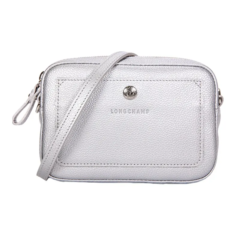 LONGCHAMP Le Foulonné Cow Leather Shoulder Bag Crossbody Bag Regular Women's Silver-0