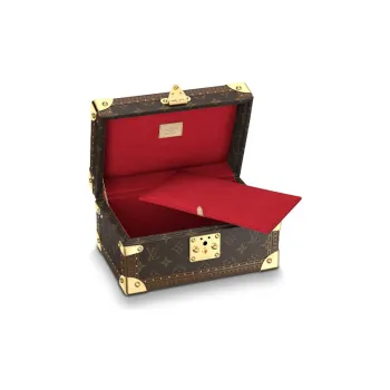 LOUIS VUITTON COFFRET TRESOR Coated Canvas Makeup Case Storage Box Hard Case Women's Brown/Lining Red