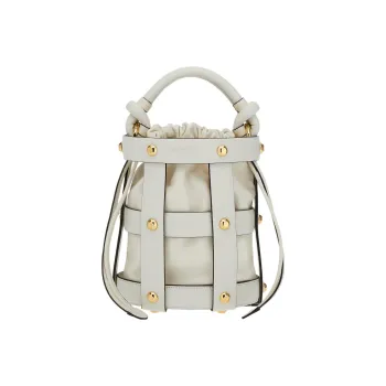 FERRAGAMO Cage Cow Leather Bucket Bag, Crossbody, One Shoulder Handbag Regular Women's White