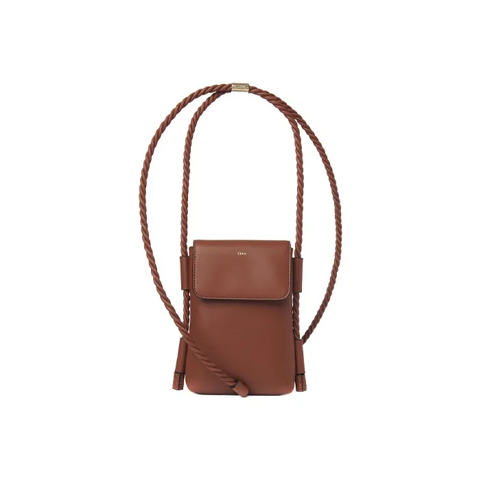 Chloe Calfskin Shoulder Bag Women's Brown-0