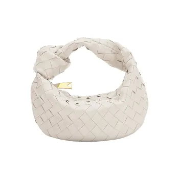 Bottega Veneta Lambskin Croissant Bag, One Shoulder Handbag Mini Women's Chalk White
