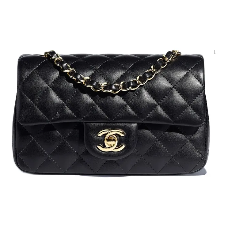 CHANEL Classic Flap CF Sheepskin Mini Square Flap Bag, Flap Bag, Shoulder Bag, Crossbody Bag Mini Women's Black-0