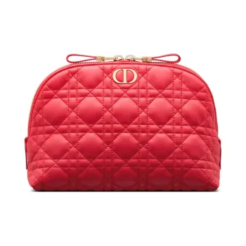 DIOR Sheepskin Makeup Bag Women's Red