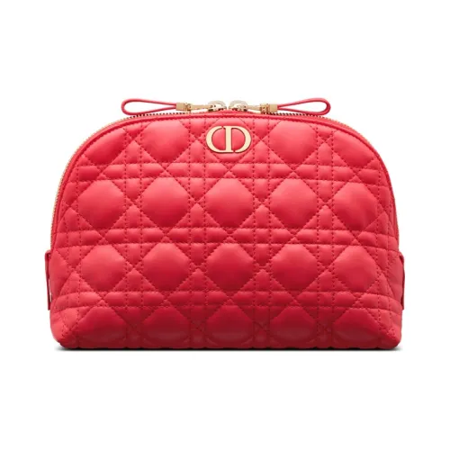 DIOR Sheepskin Makeup Bag Women's Red