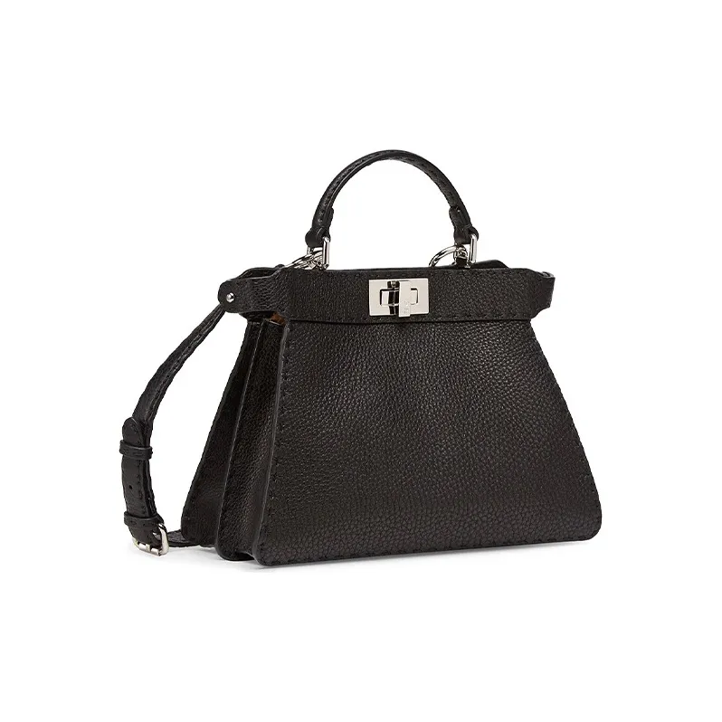 FENDI Peekaboo ISeeU Calfskin Trunk Bag, Shoulder Bag, Crossbody Bag, Handbag Trumpets Women's Black-1