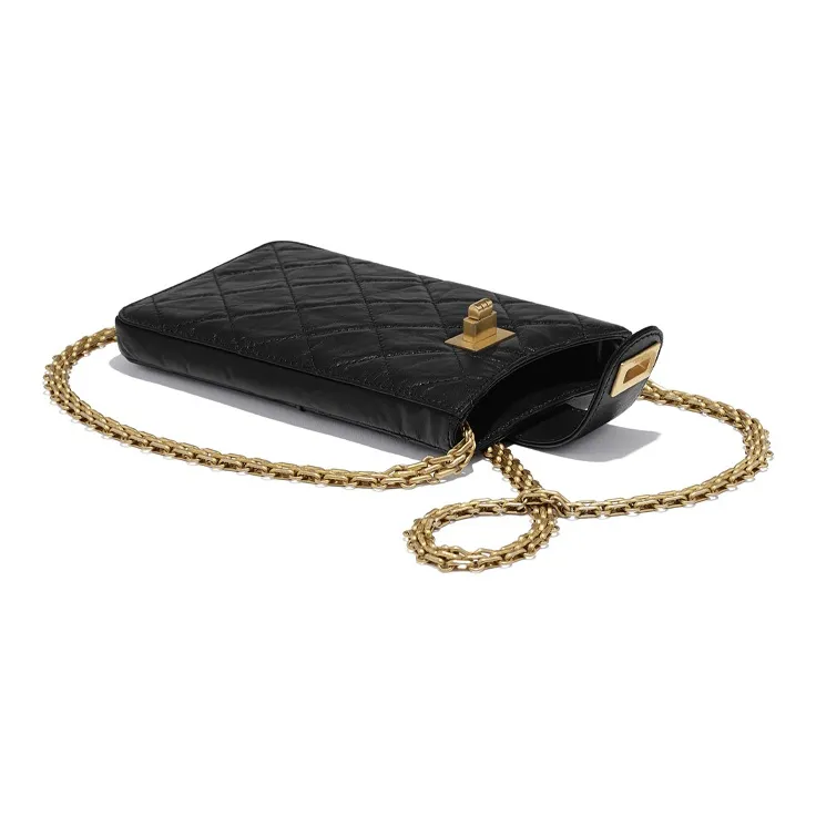 CHANEL Calfskin Cell Phone Pouch Women's Black-3