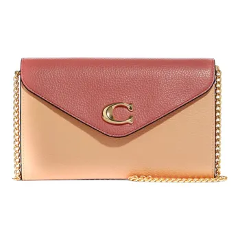 COACH Tammie Pebbled Leather Envelope Bag Shoulder Bag Crossbody Bag Small Size Women's Candy Pink