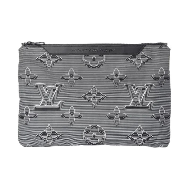 LOUIS VUITTON 2054 Cow Leather Clutch Unisex Gray-0