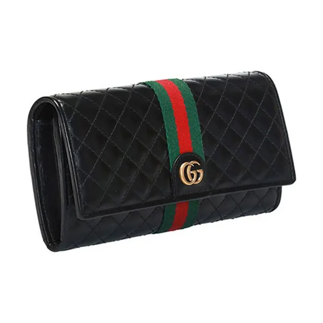 GUCCI Ophidia Leather Wallet Women's Black/Red/Green-2