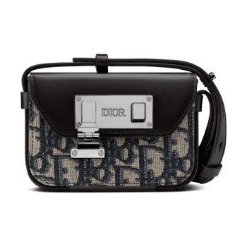 DIOR Lock Smooth Cow Leather Handheld Shoulder Bag Crossbody Bag Extra Small Men's Beige/Black