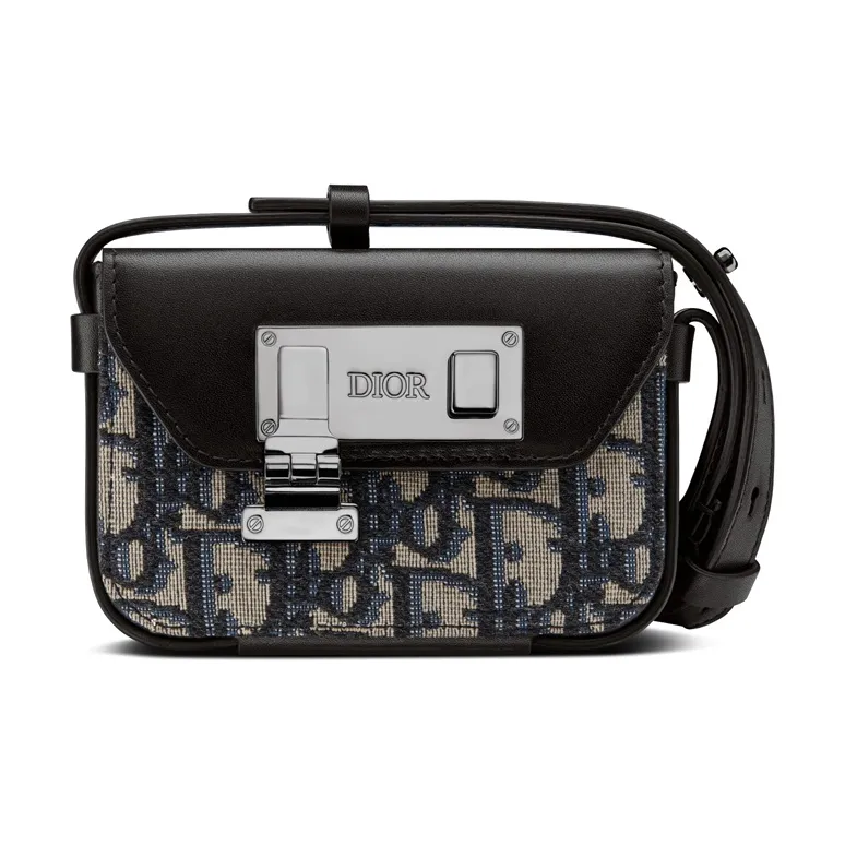 DIOR Lock Smooth Cow Leather Handheld Shoulder Bag Crossbody Bag Extra Small Men's Beige/Black-0