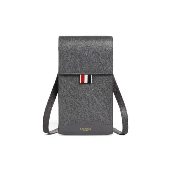 THOM BROWNE· Cow Leather Cell Phone Stand, Cell Phone Pocket, Cell Phone Pouch Men's Dark Gray