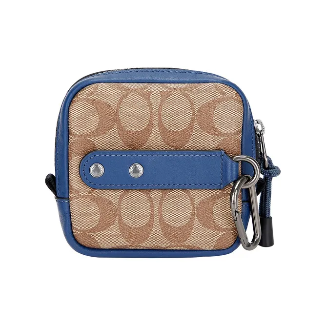 COACH Disney Collaboration Pouch Coated Canvas With Leather Clutch Card Holder Coin Purse Mini Men's Navy Admiral Blue-3