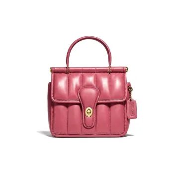 COACH Willis Quilted Leather Shoulder Bag, Crossbody Bag, Handbag Small Size Women's Fuchsia