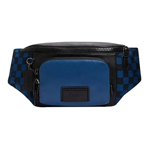 COACH Track Cow Leather Fanny Pack Regular Men's Blue & Black