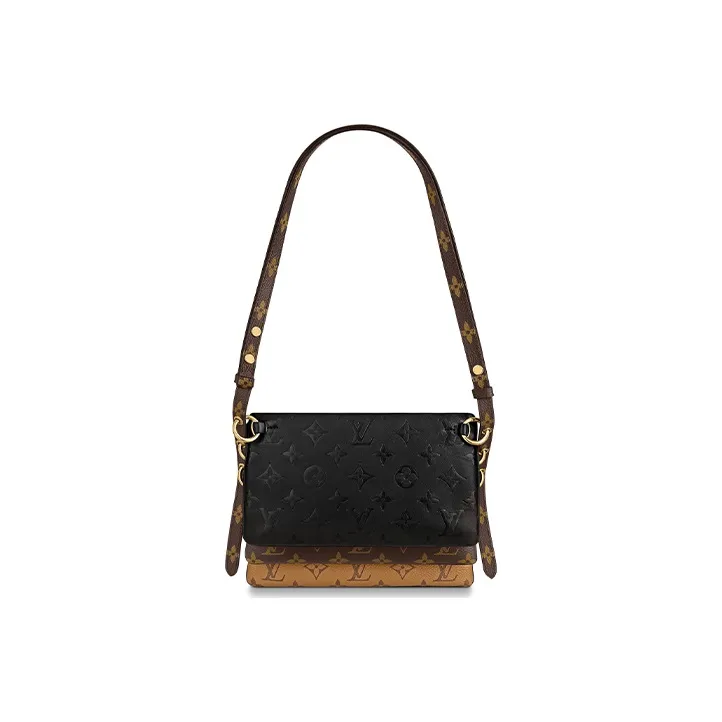 LOUIS VUITTON Lv3 Lambskin Clutch, Crossbody Bag, Shoulder Bag Women's Brown/Caramel/Black-1