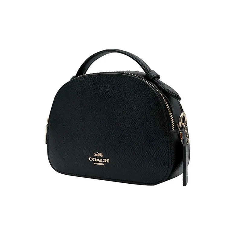 COACH Leather Chinese Steamed Bun Bag, Dome Bag, Round Bag, Portable Crossbody Bag, Shoulder Bag Trumpets Women's Black-1